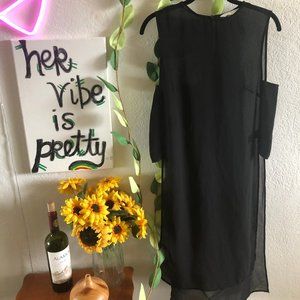Black Sheer Long Top w/ Split Sides